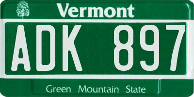 VT license plate ADK897