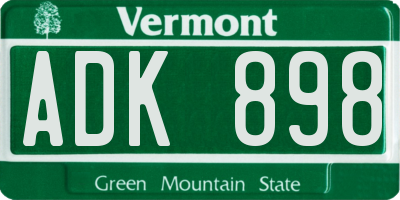 VT license plate ADK898
