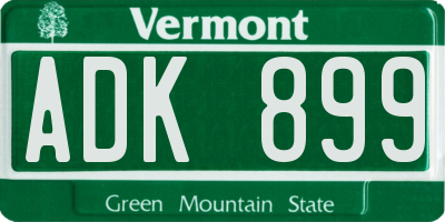 VT license plate ADK899