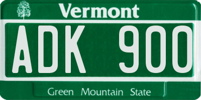 VT license plate ADK900