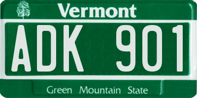 VT license plate ADK901