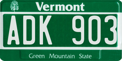 VT license plate ADK903