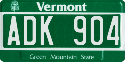 VT license plate ADK904