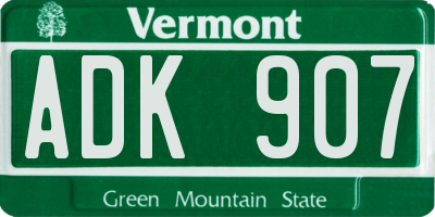 VT license plate ADK907