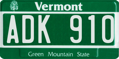 VT license plate ADK910