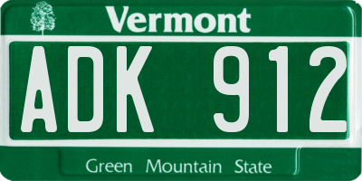 VT license plate ADK912