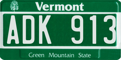 VT license plate ADK913