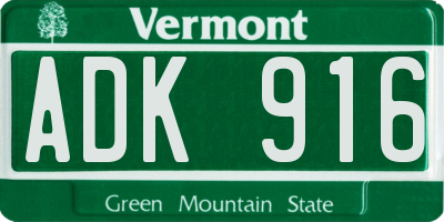 VT license plate ADK916