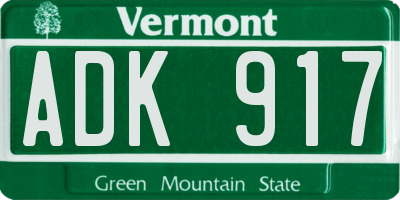 VT license plate ADK917