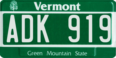 VT license plate ADK919