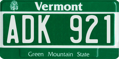 VT license plate ADK921