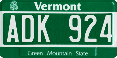 VT license plate ADK924