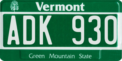 VT license plate ADK930