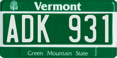 VT license plate ADK931