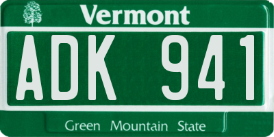 VT license plate ADK941