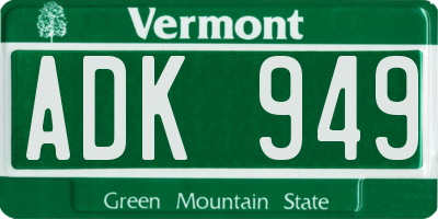 VT license plate ADK949