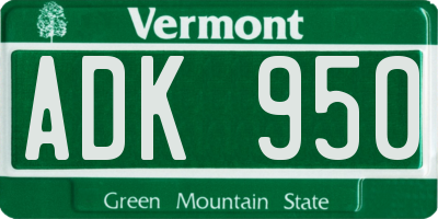 VT license plate ADK950