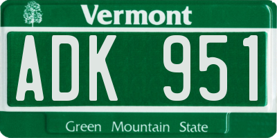 VT license plate ADK951