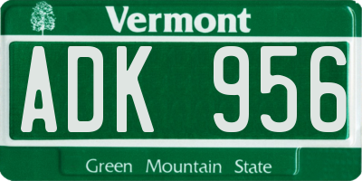 VT license plate ADK956
