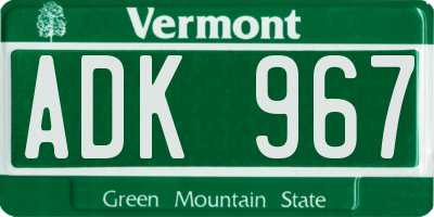 VT license plate ADK967