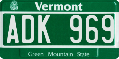 VT license plate ADK969