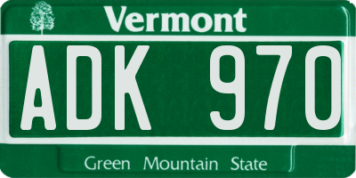 VT license plate ADK970