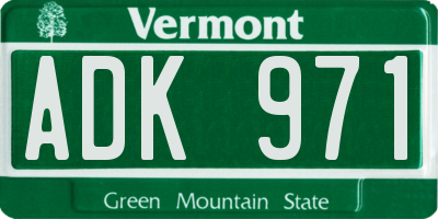VT license plate ADK971