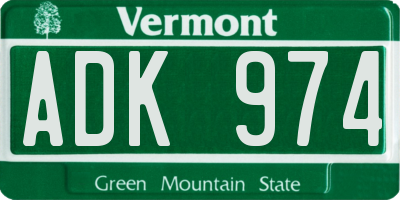 VT license plate ADK974