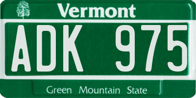 VT license plate ADK975