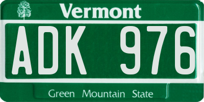 VT license plate ADK976