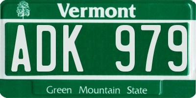 VT license plate ADK979
