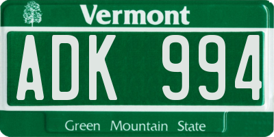 VT license plate ADK994