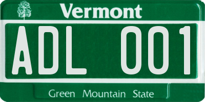 VT license plate ADL001