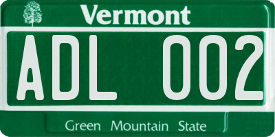 VT license plate ADL002