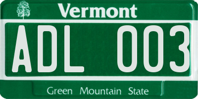 VT license plate ADL003
