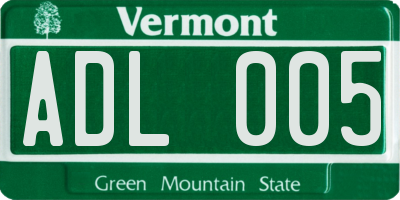 VT license plate ADL005