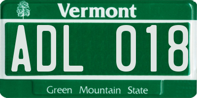 VT license plate ADL018