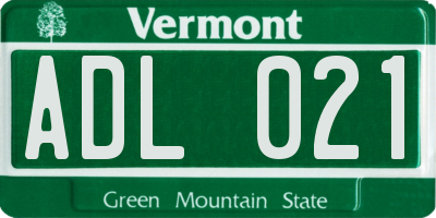 VT license plate ADL021