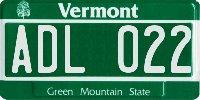 VT license plate ADL022