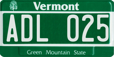 VT license plate ADL025
