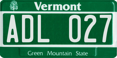 VT license plate ADL027
