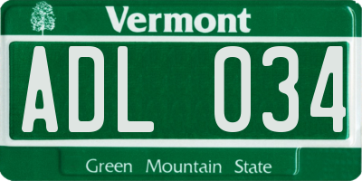 VT license plate ADL034