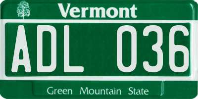 VT license plate ADL036