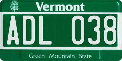 VT license plate ADL038