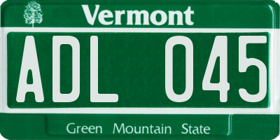 VT license plate ADL045