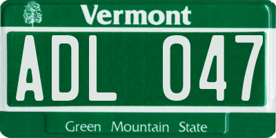 VT license plate ADL047