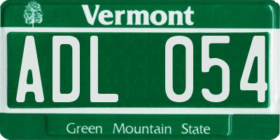 VT license plate ADL054