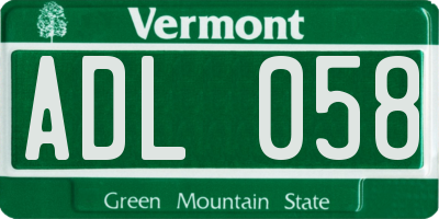VT license plate ADL058