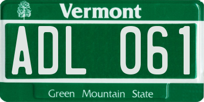 VT license plate ADL061
