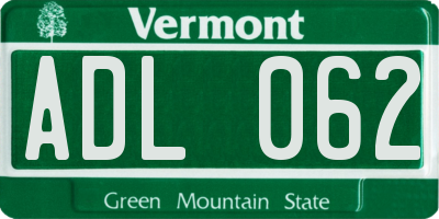 VT license plate ADL062